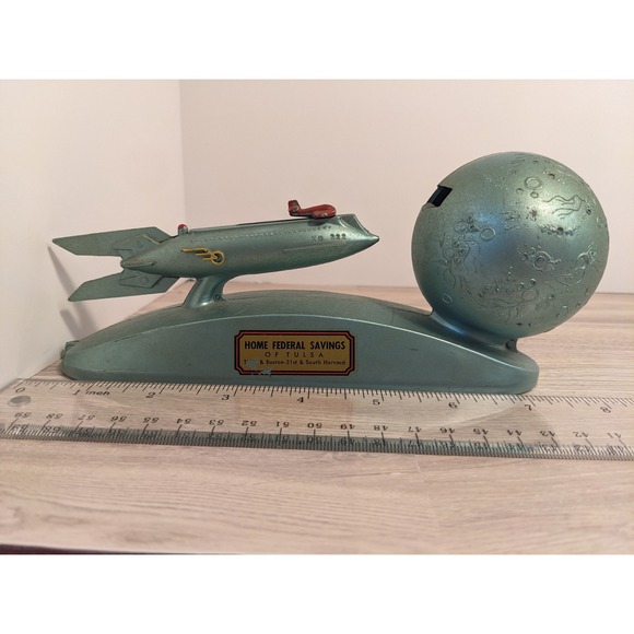 Vintage Strato Bank XU 232 Rocket to Moon Mechanical Coin Bank Federal Tulsa - Picture 11 of 12